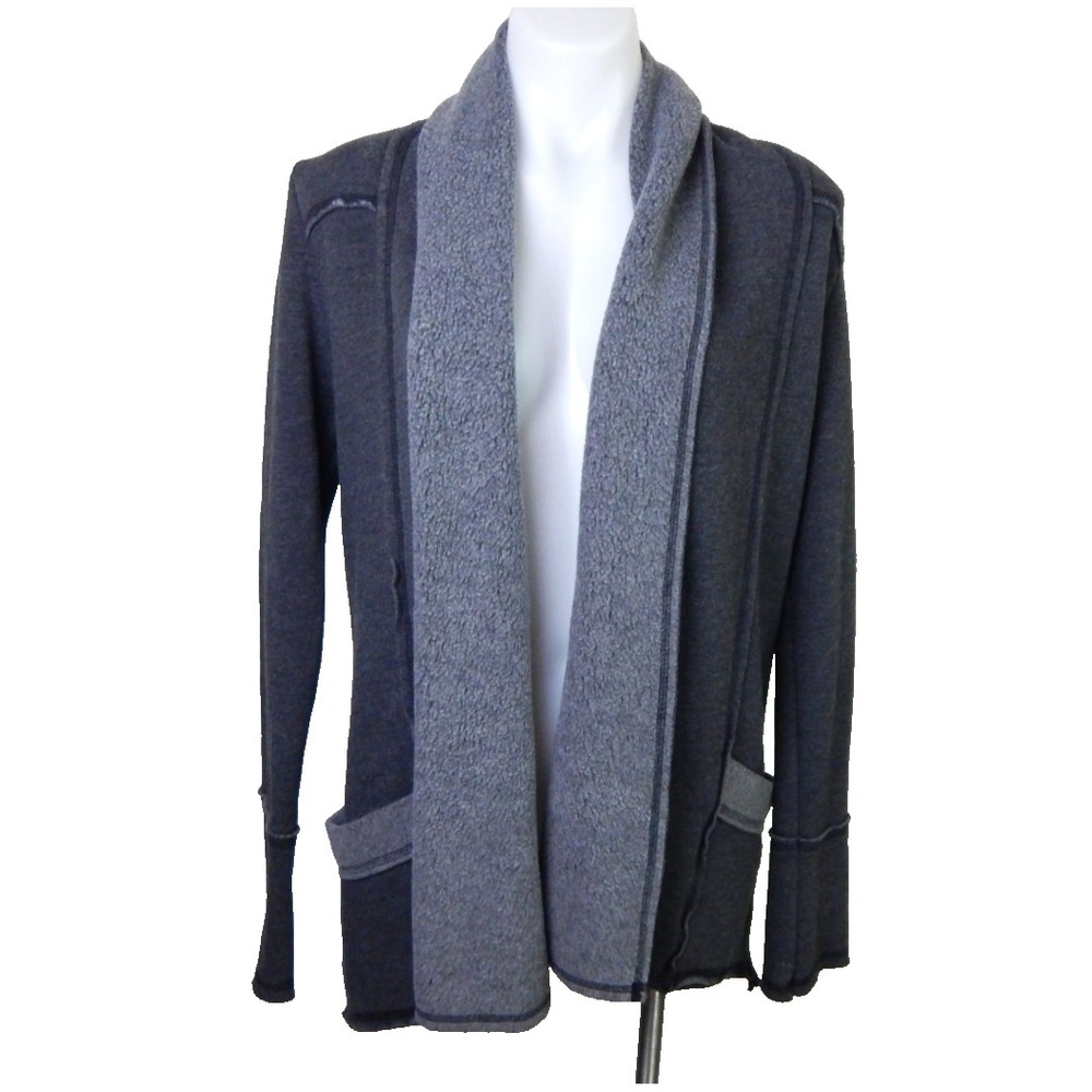 Hard Tail Cardigan Slouchy Sherpa Open Front Fleece Blue Cozy